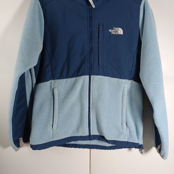 The North Face Womens denali Polartec jacket medium Ice Blue Navy Full Zip - Picture 3 of 14